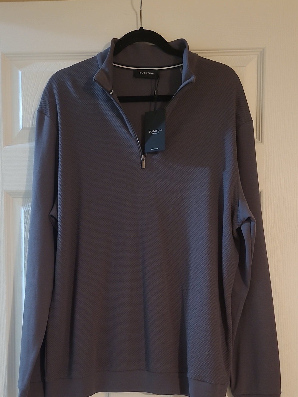 Bugatchi Men's Zip-Neck Sweater in Charcoal Gray